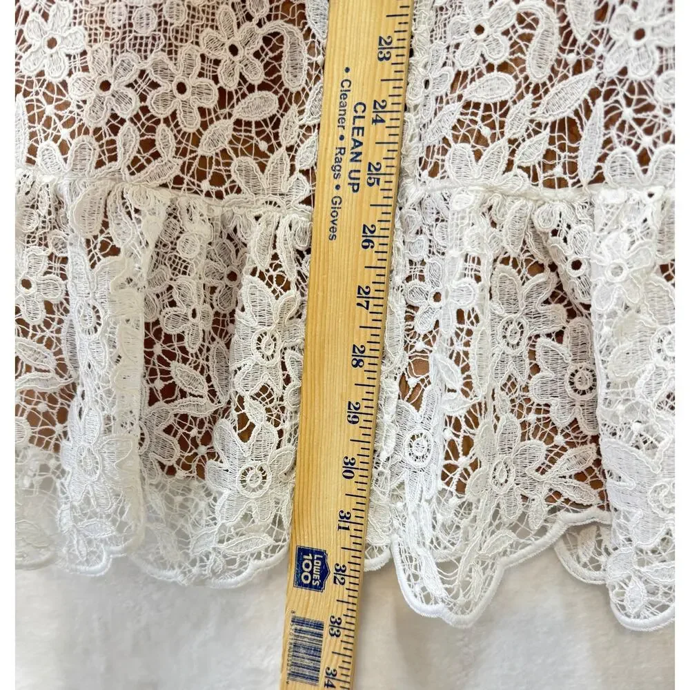 Self Portrait White Guipure Lace Mini Dress Womens 4 US Bridal Wedding - Picture 12 of 16